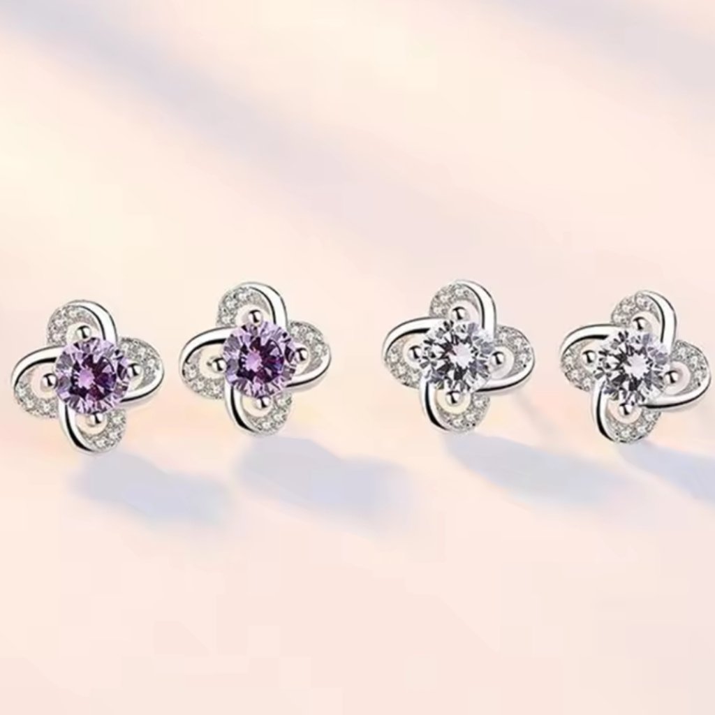 Sterling Silver Flower Studs Earrings Set